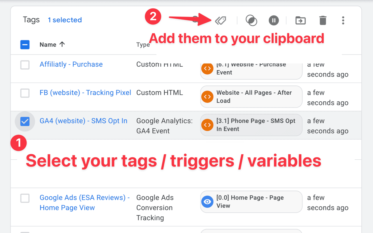 How to use GTM copy paste chrome extension